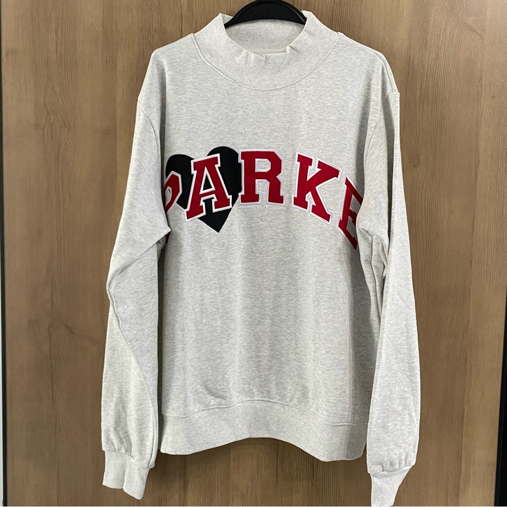 Parke Women's Heart Graphic Sweatshirt - Light Gray with Red